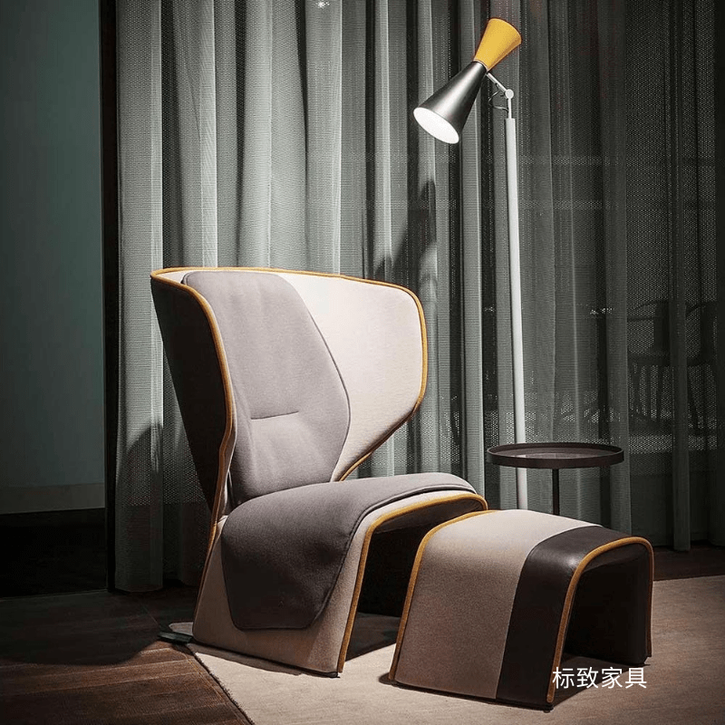 Light Luxury Fiberglass Geometric Chaise Lounge – Creative Diamond-Armrest Lazy Chair for