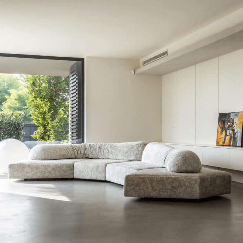 Italian Minimalist Rock Sofa – High-End Modular Fabric Sofa for Villa & Large Flat