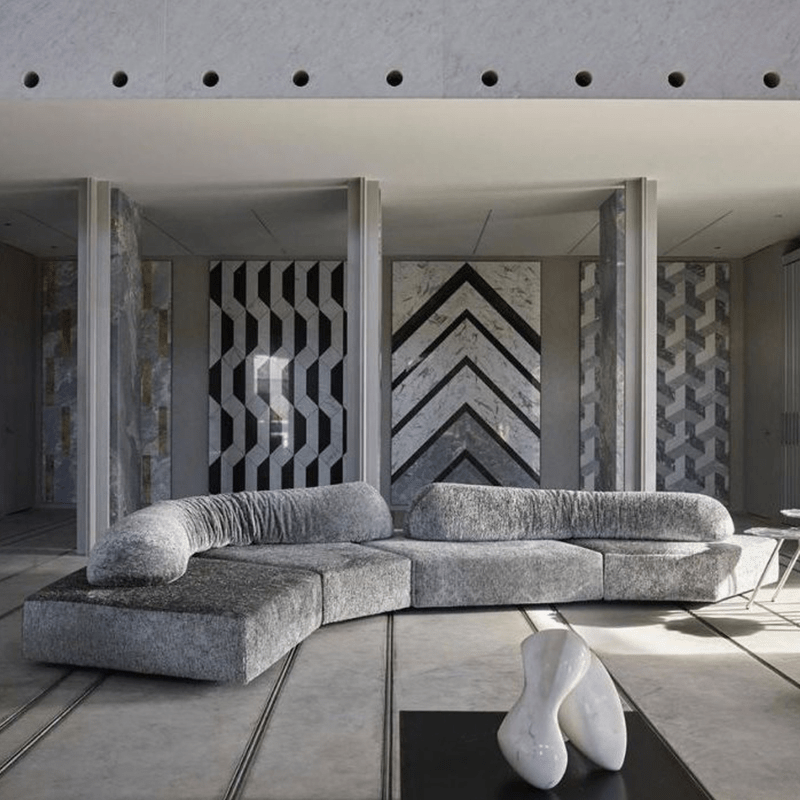 Italian Minimalist Rock Sofa – High-End Modular Fabric Sofa for Villa & Large Flat