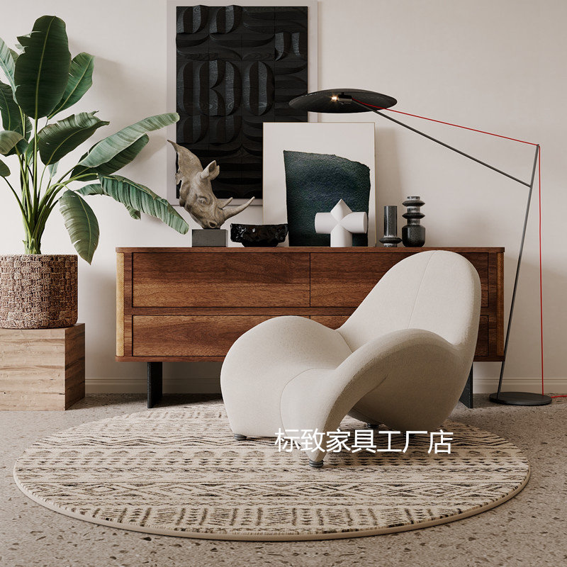 New Designer Light Luxury Leisure Chair - Nordic Minimalist Fiberglass Irregular Single Chair with Curved Back for Hotels