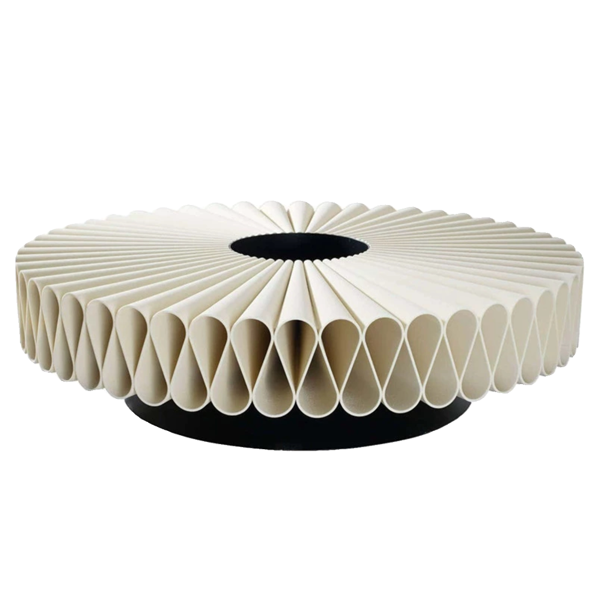 Nordic Designer Handcrafted Pleated Saddle Leather Coffee Table - Stylish Round Metal Table for Living Room, Showroom & Office
