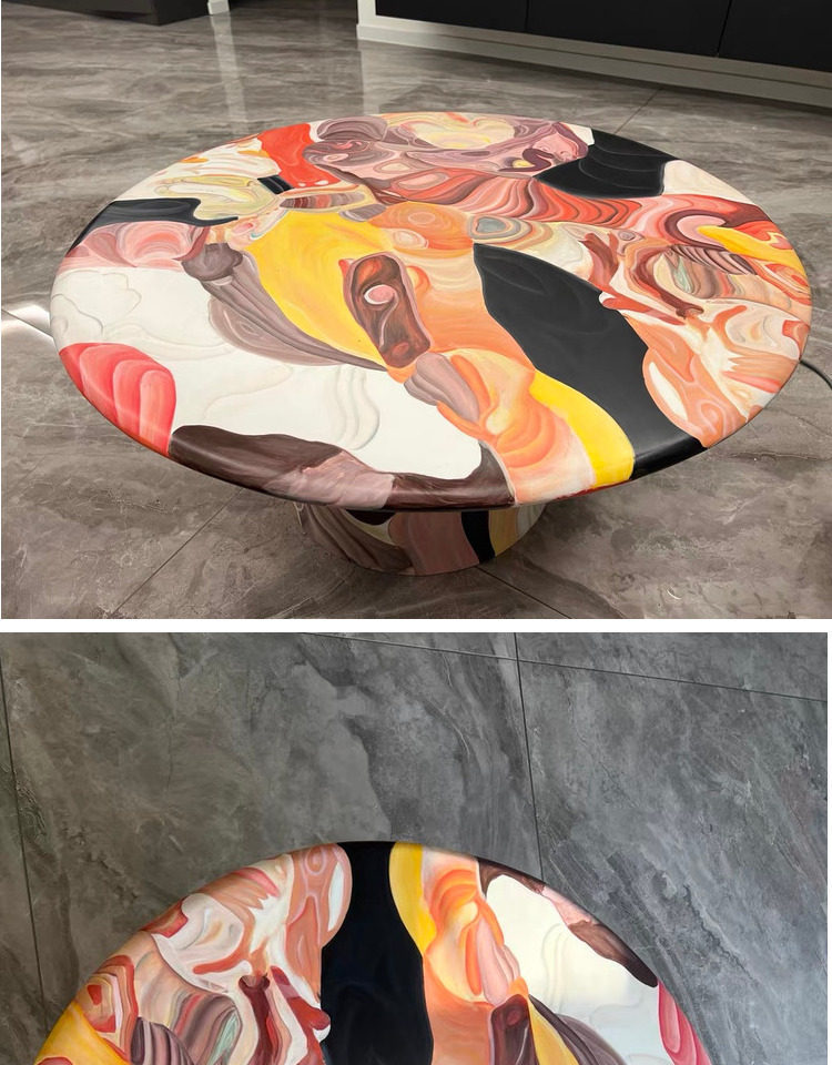 Nordic Designer Handcrafted Pleated Saddle Leather Coffee Table - Stylish Round Metal Table for Living Room, Showroom & Office
