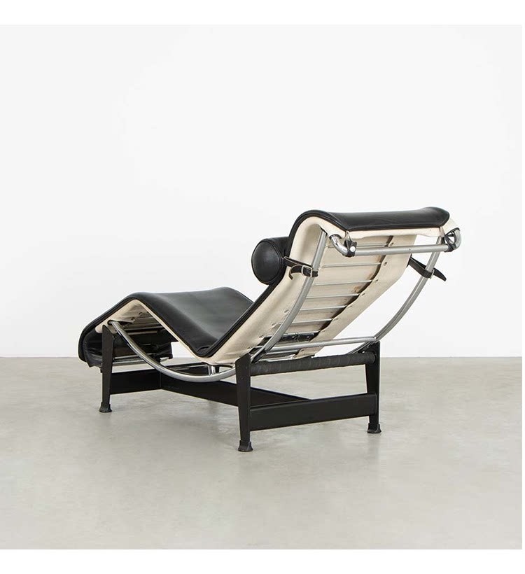 Le Corbusier LC4 Single Leisure Recliner - Designer Luxury Retro Genuine Leather Chaise Lounge for Master Bedroom & Balcony Naps