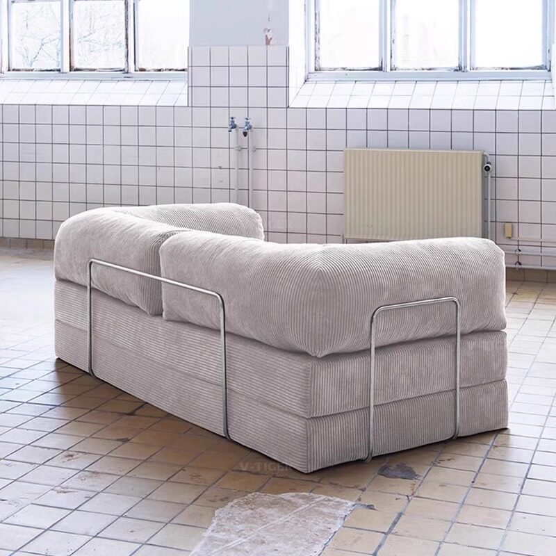 Retro Maillard Fabric Sofa Bed - Mid-century Healing, Detachable Washable, Folding for Small Spaces