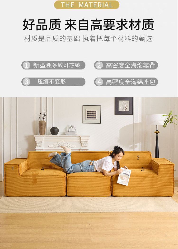 Compressed Retro Foldable Sofa Bed | Dual-purpose Fabric Sofa, Mid-Century Style for Living Room, Export Quality