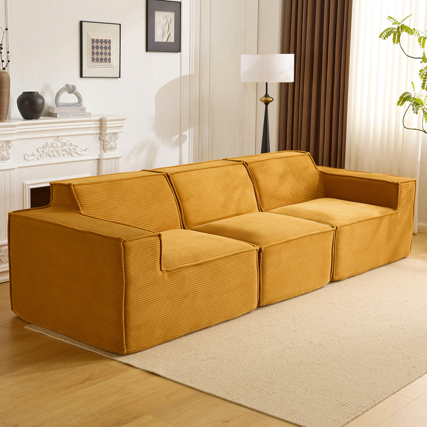Compressed Retro Foldable Sofa Bed | Dual-purpose Fabric Sofa, Mid-Century Style for Living Room, Export Quality
