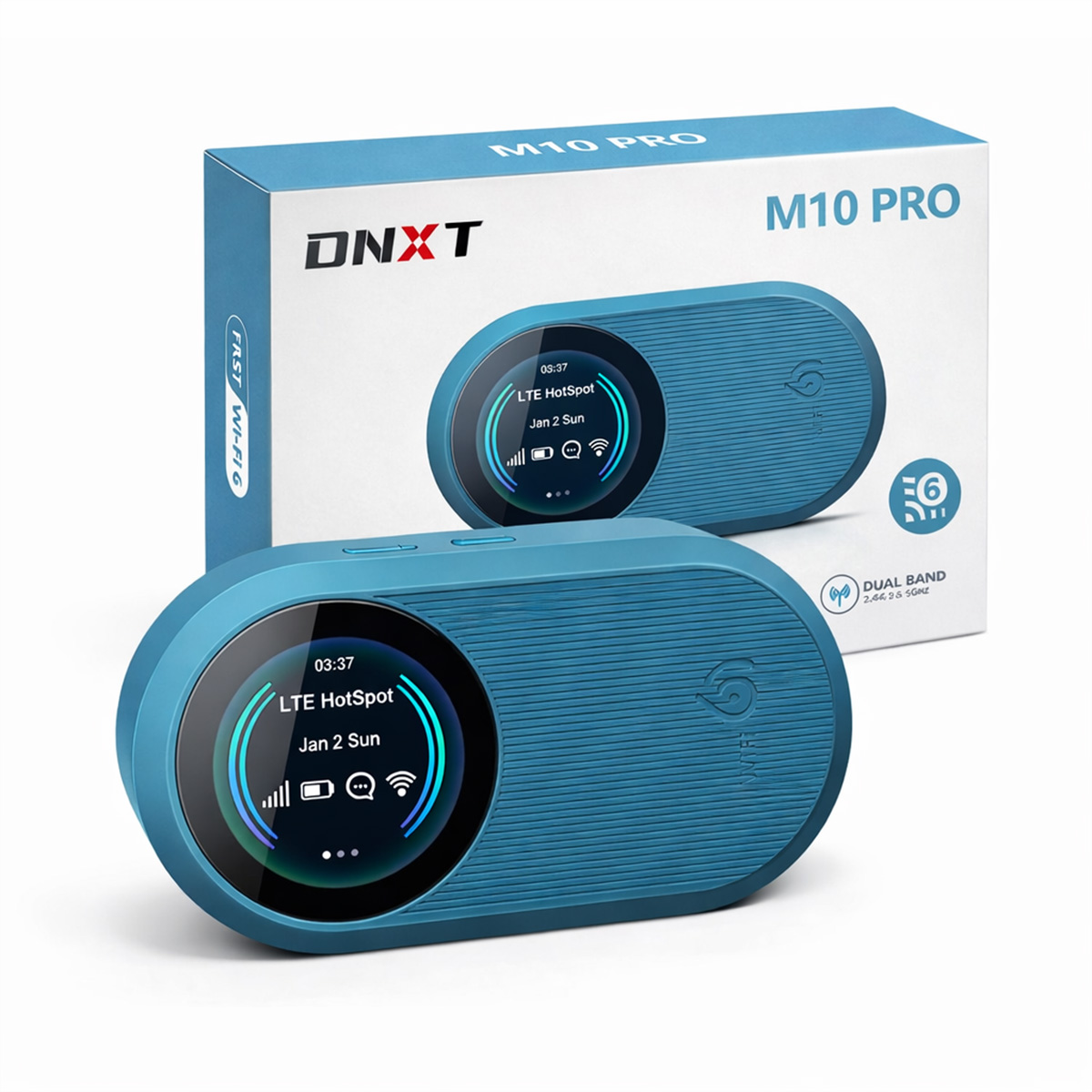 Routeur WiFi DNXT 4G LTE WiFi6 double bande avec batterie 3000mAh, port Type-C, écran LCD, pour utilisation mobile sans fil en voiture ou en voyage