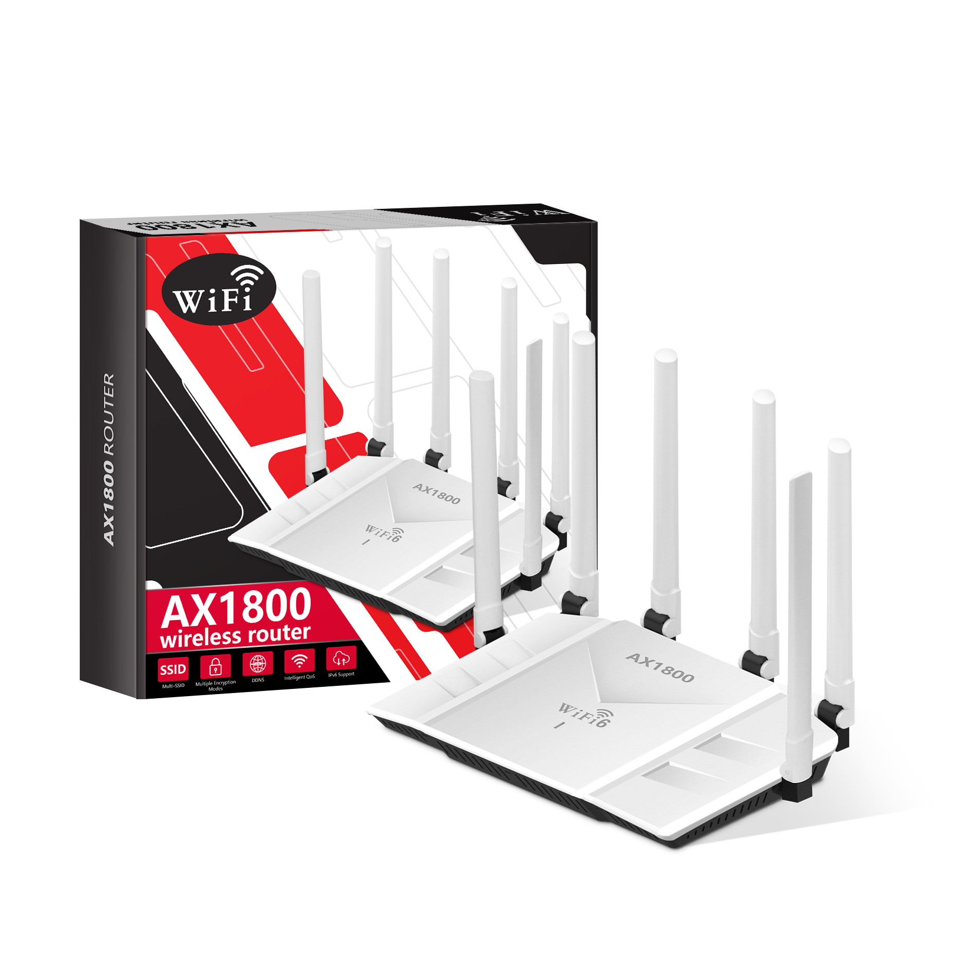 Système Mesh DNXT AX1800 VPN CPE routeur domestique intérieur 4 ports WAN signal 1900Mbps 6 antennes