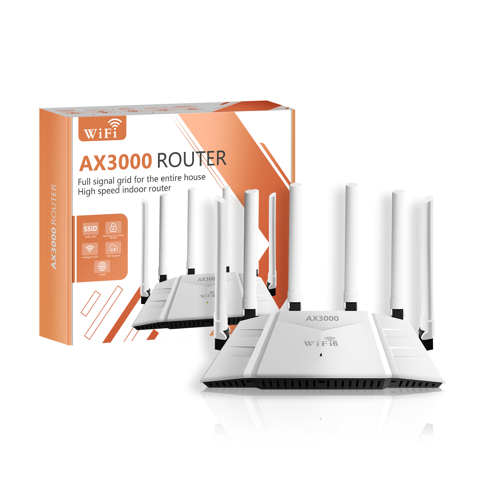 Antena DNXT AX3000 de 6 Router, amplia cobertura, 3000Mbps, router VPN de malla de alta velocidad para servicio doméstico