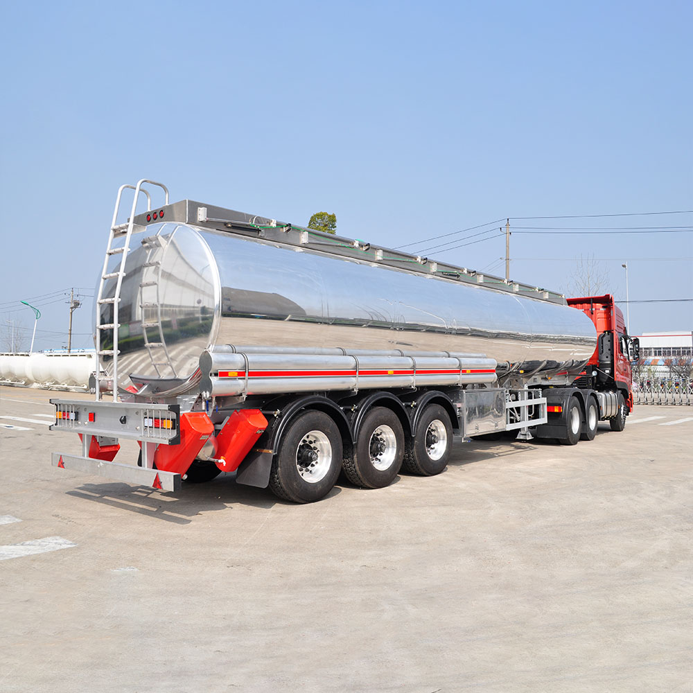 Used 3 Axle Polished Aluminum Tanker Semi Trailer