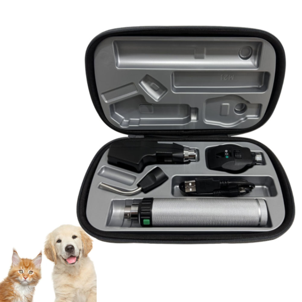 Veterinary Diagnostic Equipment Dog Ear Otoscope Set Medical Ophthalmoscope Retinoscope 3 in 1