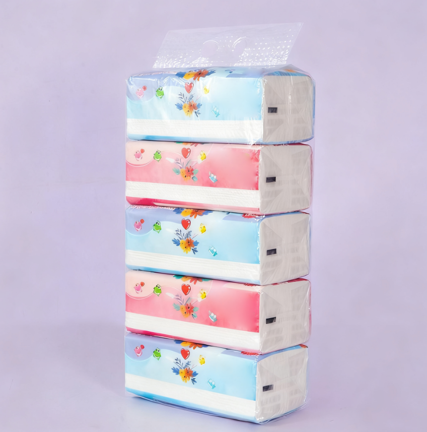 Papier mouchoir avec emballage plastique blanc