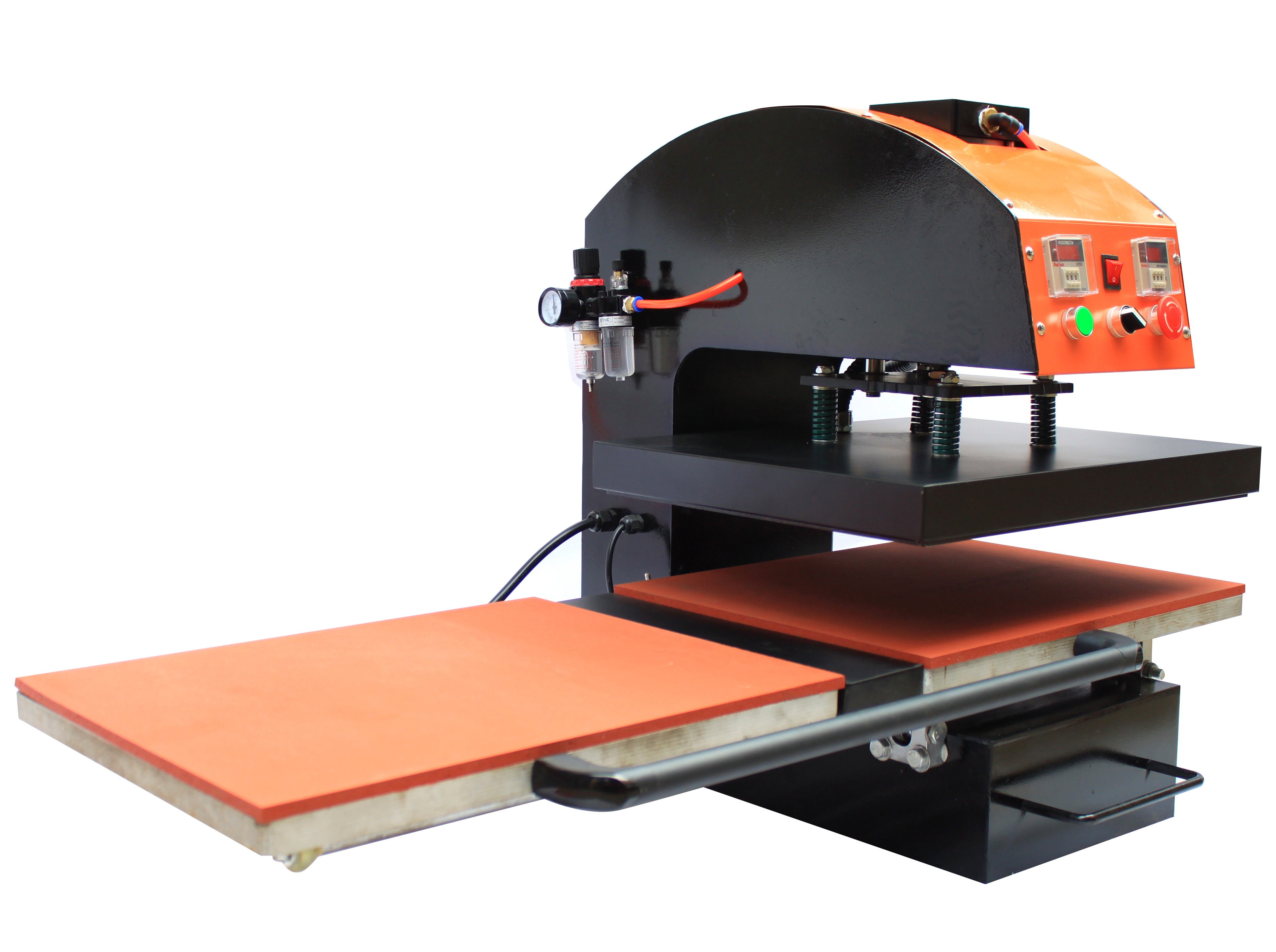 Pneumatic sliding dual-station heat transfer machine