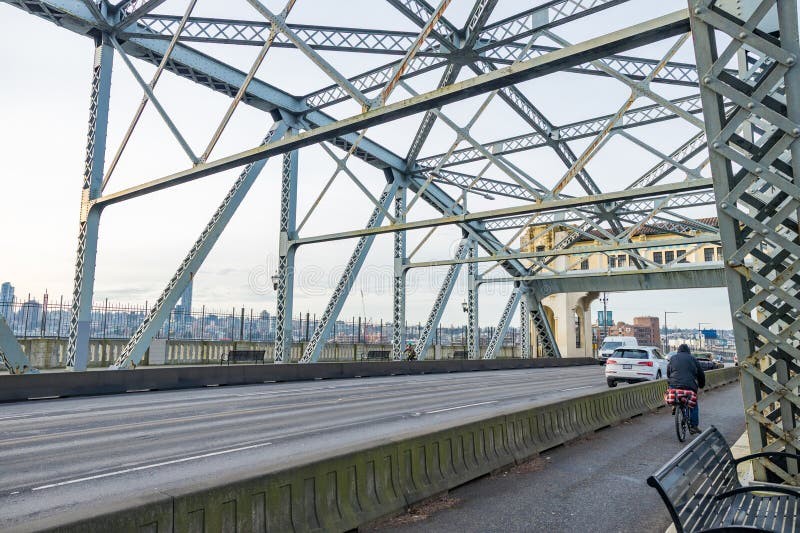 cyclist-pedestrian-path-burrard-bridge-green-painted-steel-truss-framework-vancouver-canada-january-439111176