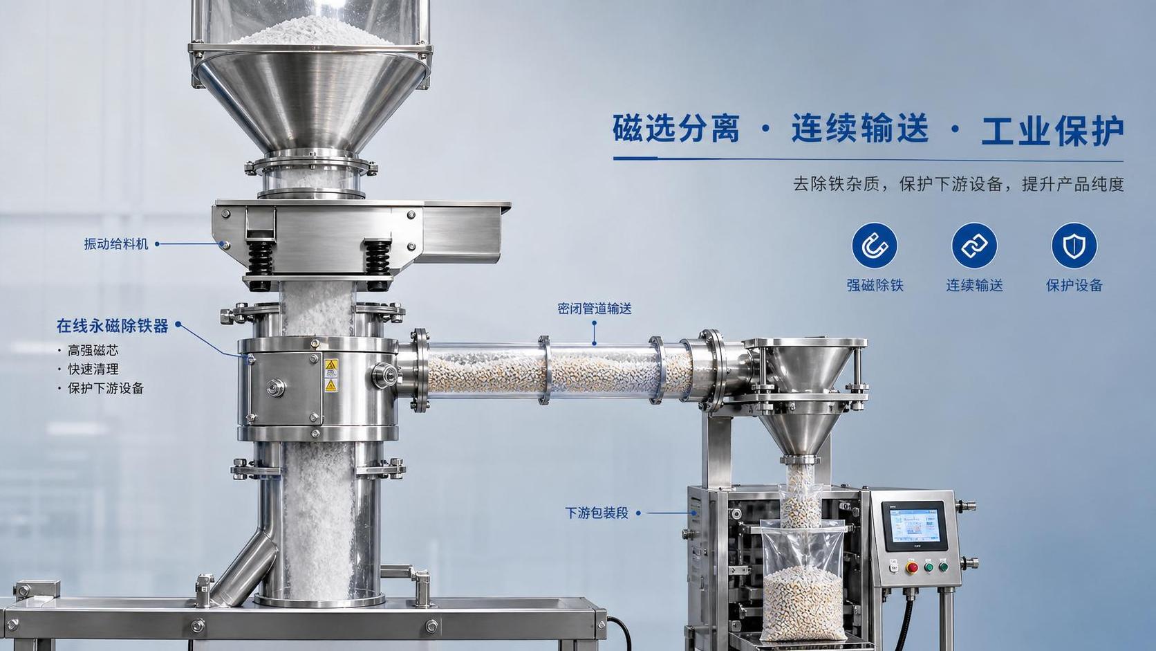 Inline Permanent Magnetic Iron Separator Applications in Powder and Granule Handling
