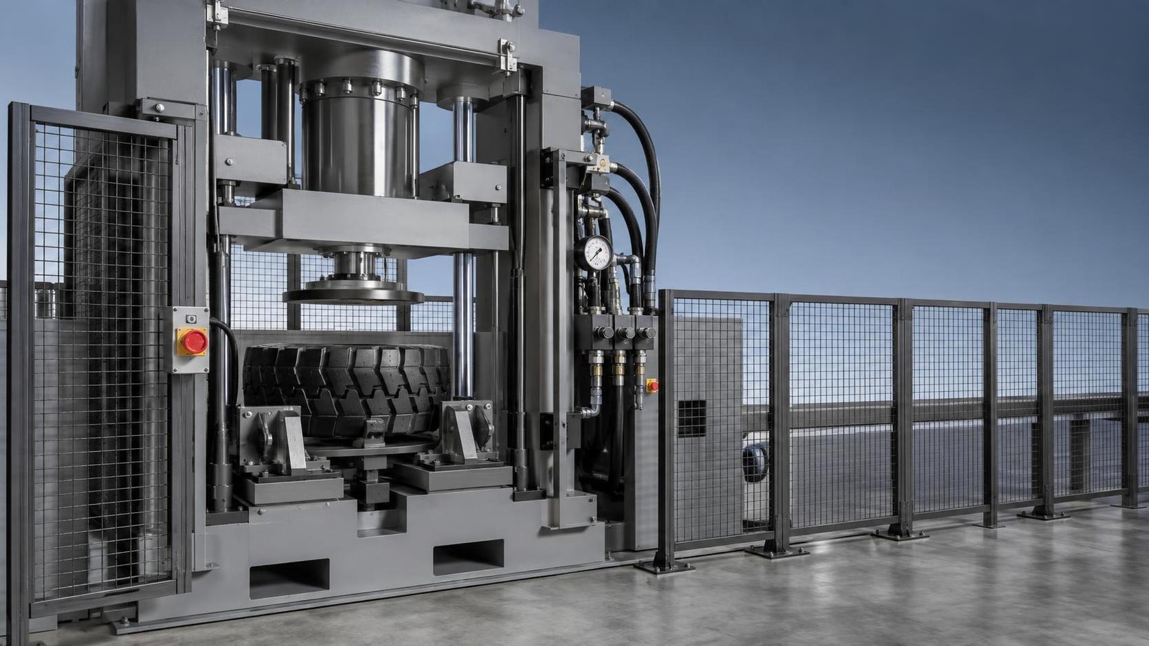 Safety features to check on a solid tyre compression press