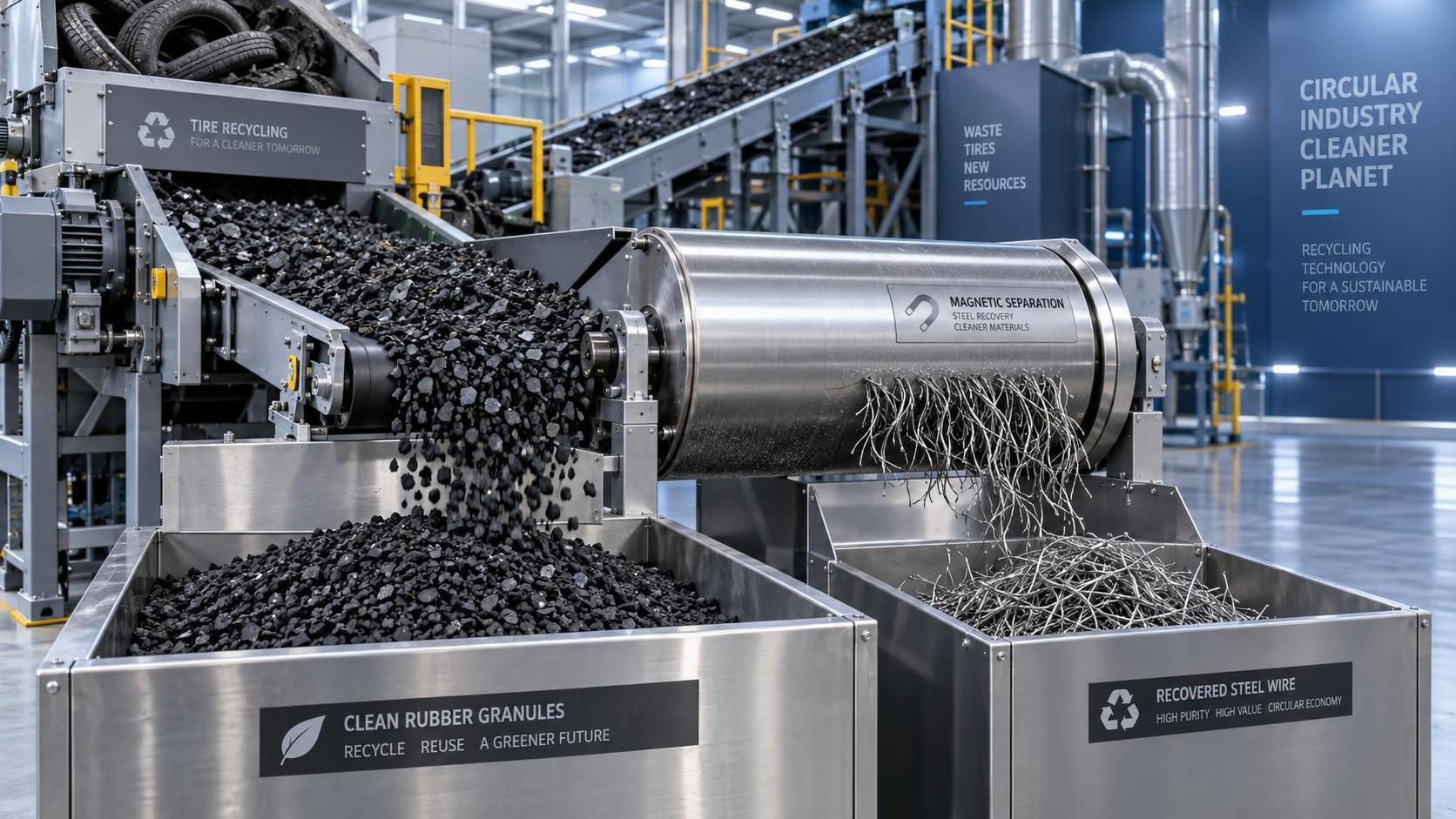 How to assess steel removal performance in a tyre recycling machine