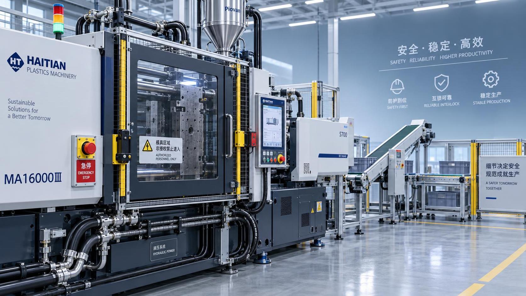 What safety checks are needed before starting a plastic machine