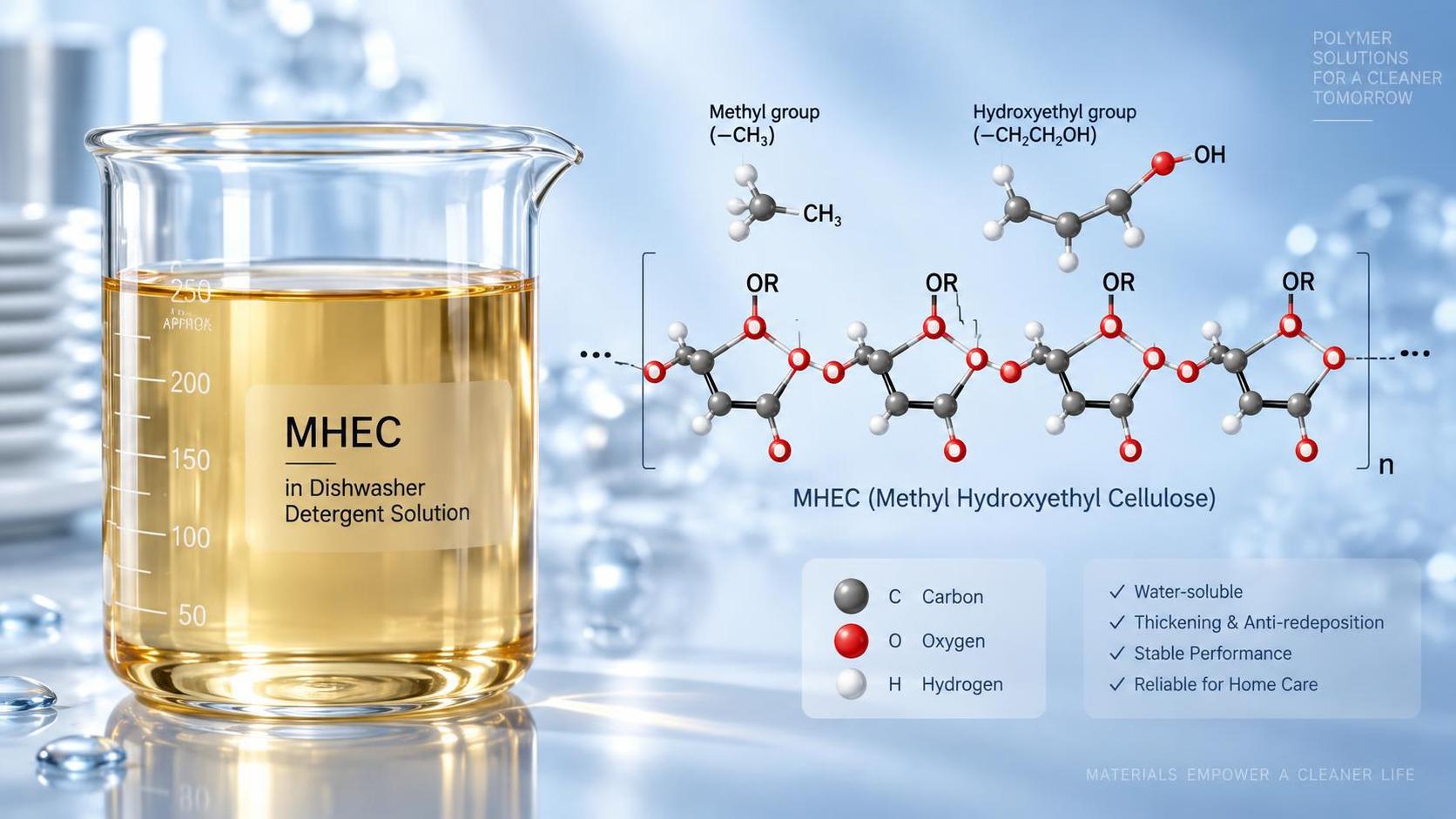 How MHEC’s Dual Substituent Groups Enable Simultaneous Thickening and Anti-Redeposition in Dishwasher Detergents