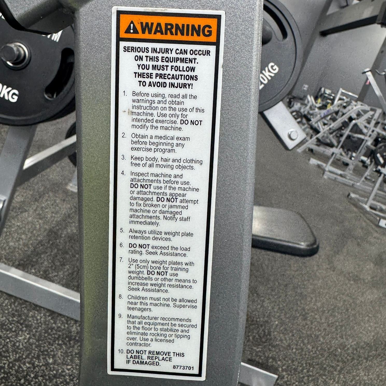 Gym Safety Warning Stickers