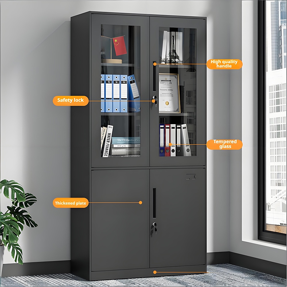 Standard filing cabinet - 4 doors - black