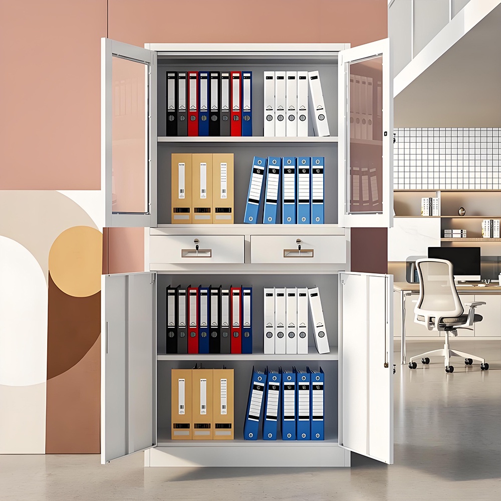 Drawer-style filing cabinet - 4 doors - white