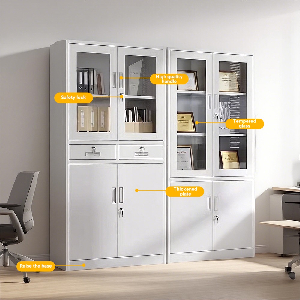 Drawer-style filing cabinet - 4 doors - white