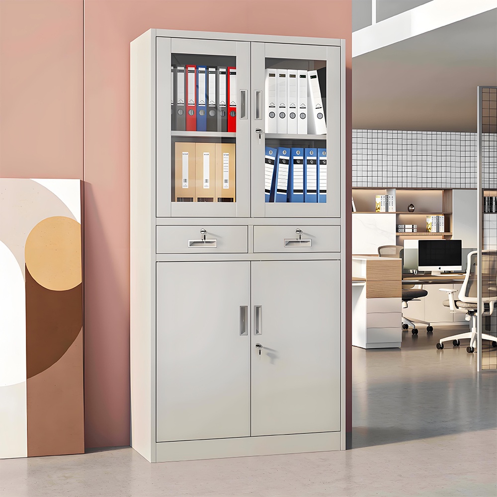 Drawer-style filing cabinet - 4 doors - white