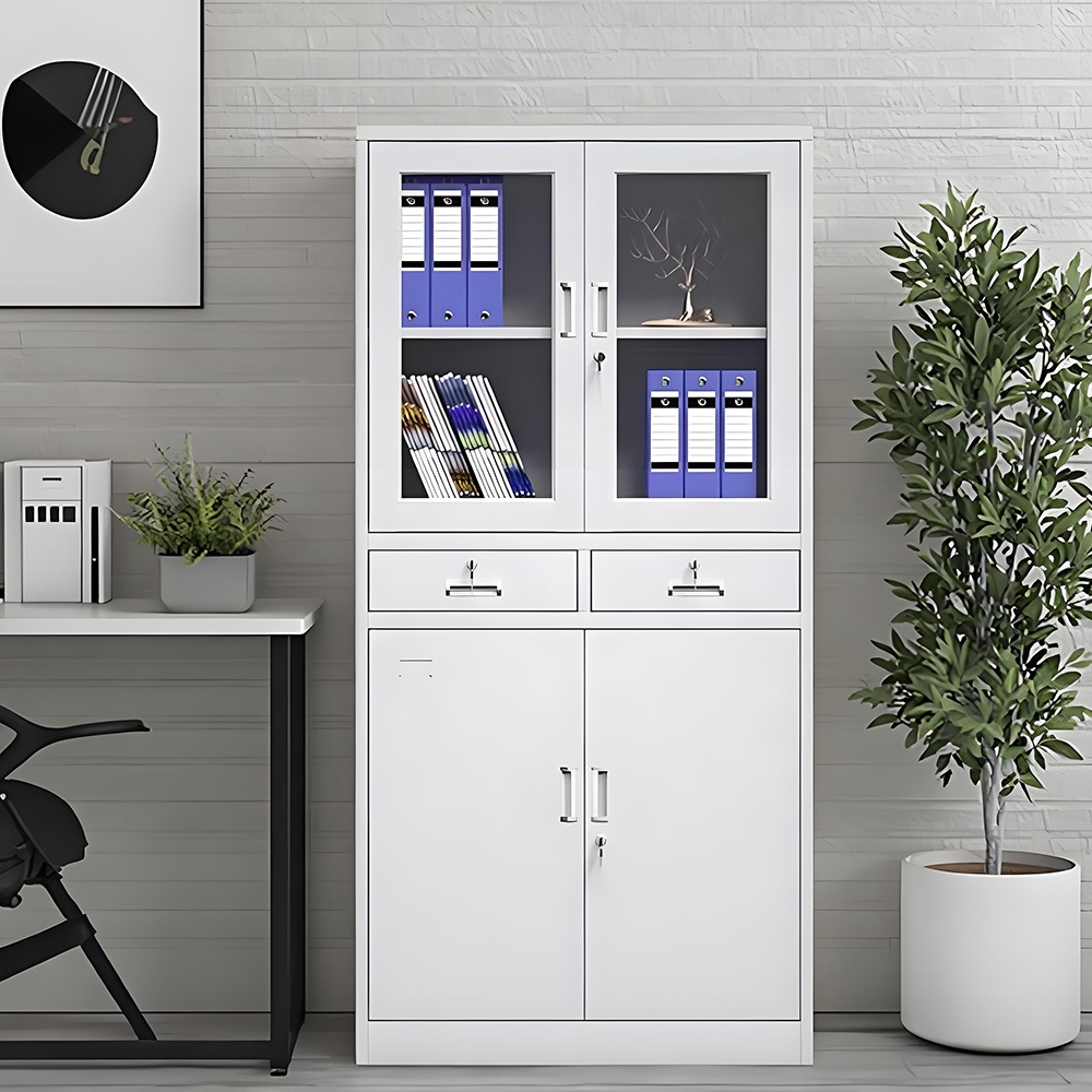 Drawer-style filing cabinet - 4 doors - white