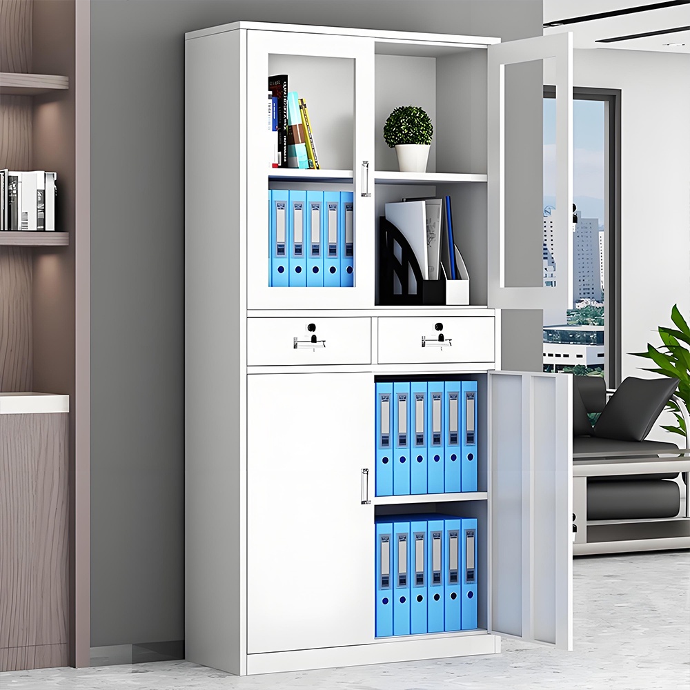 Drawer-style filing cabinet - 4 doors - white