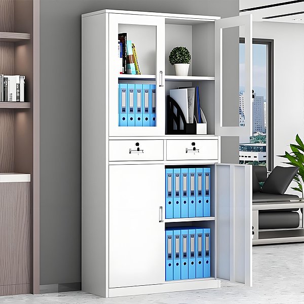Drawer-style filing cabinet - 4 doors - white
