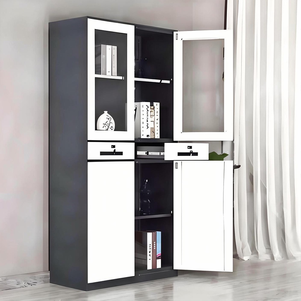 Drawer-style filing cabinet - 4 doors - gray & white