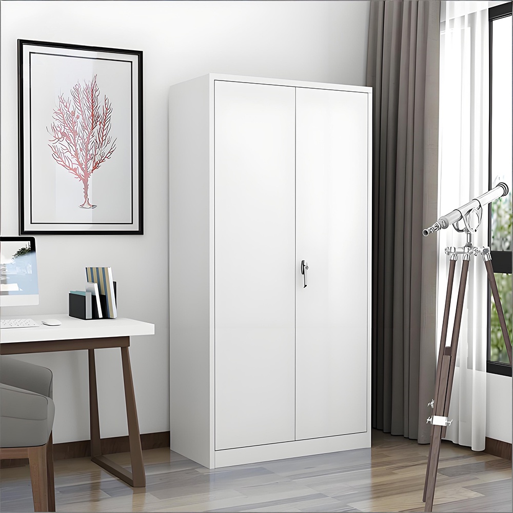 Steel filing cabinet - 2 doors - white