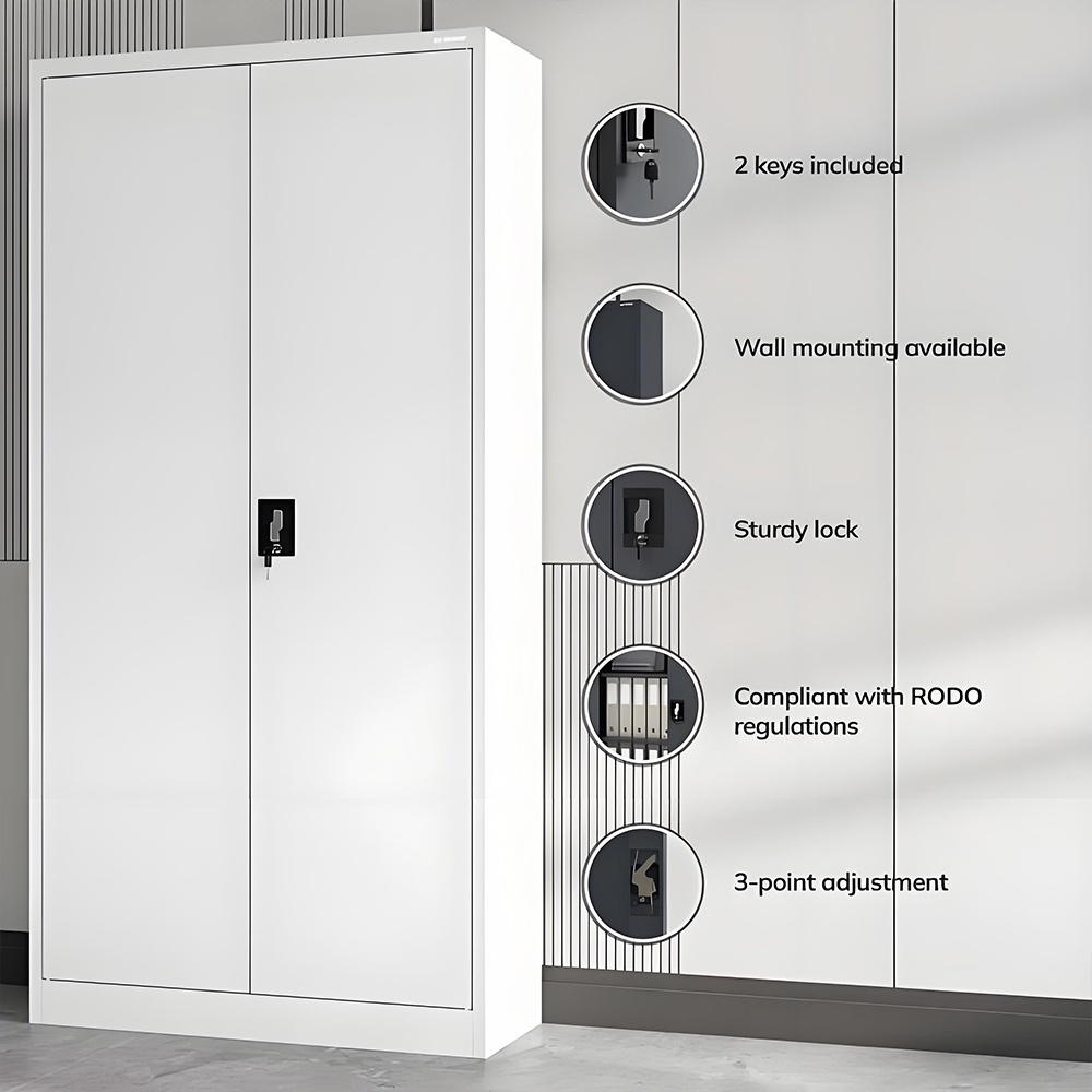 Steel filing cabinet - 2 doors - white