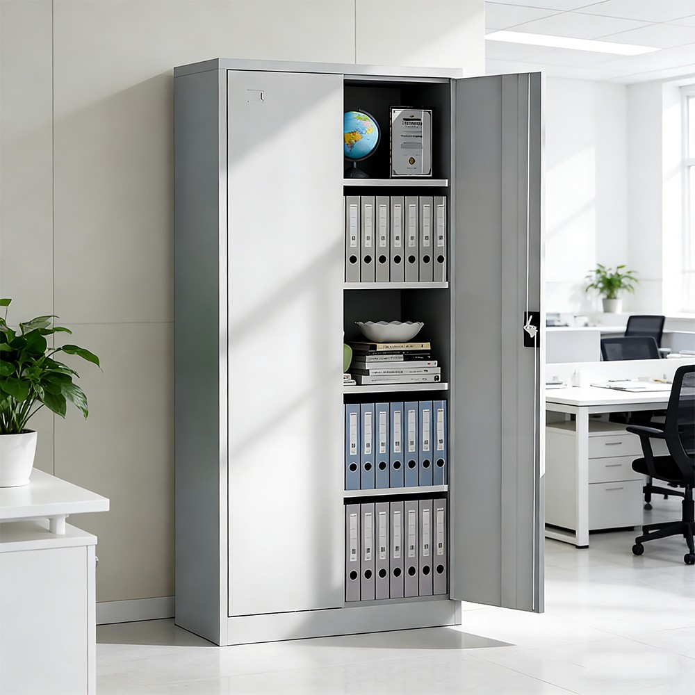 Steel filing cabinet - 2 doors - white