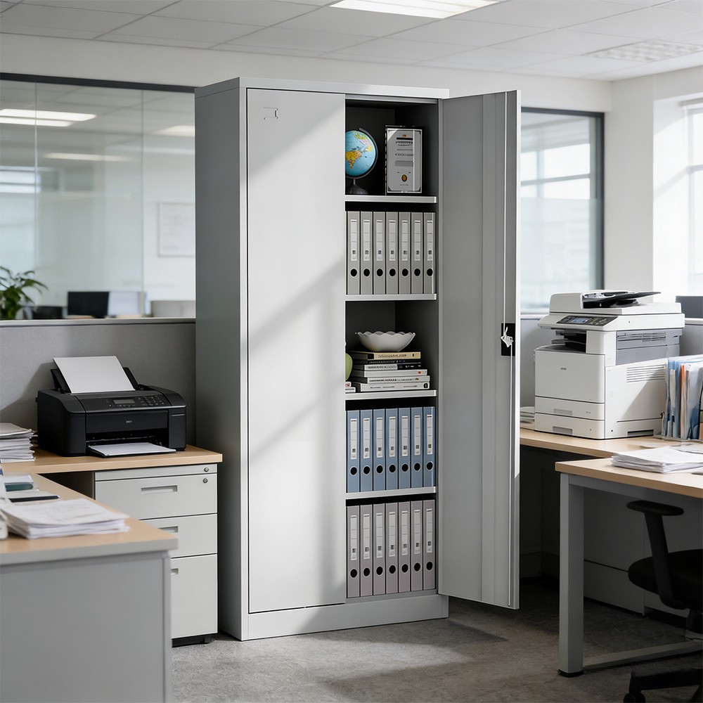 Steel filing cabinet - 2 doors - white