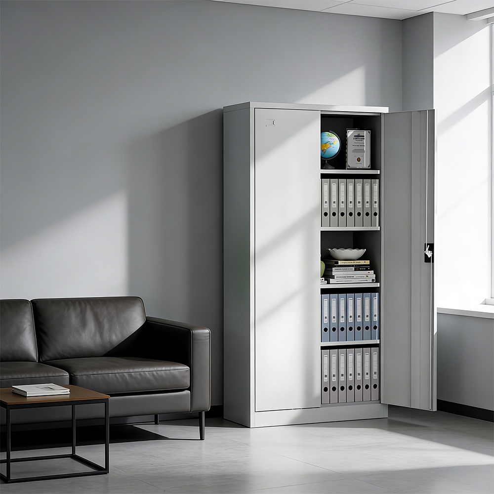 Steel filing cabinet - 2 doors - white