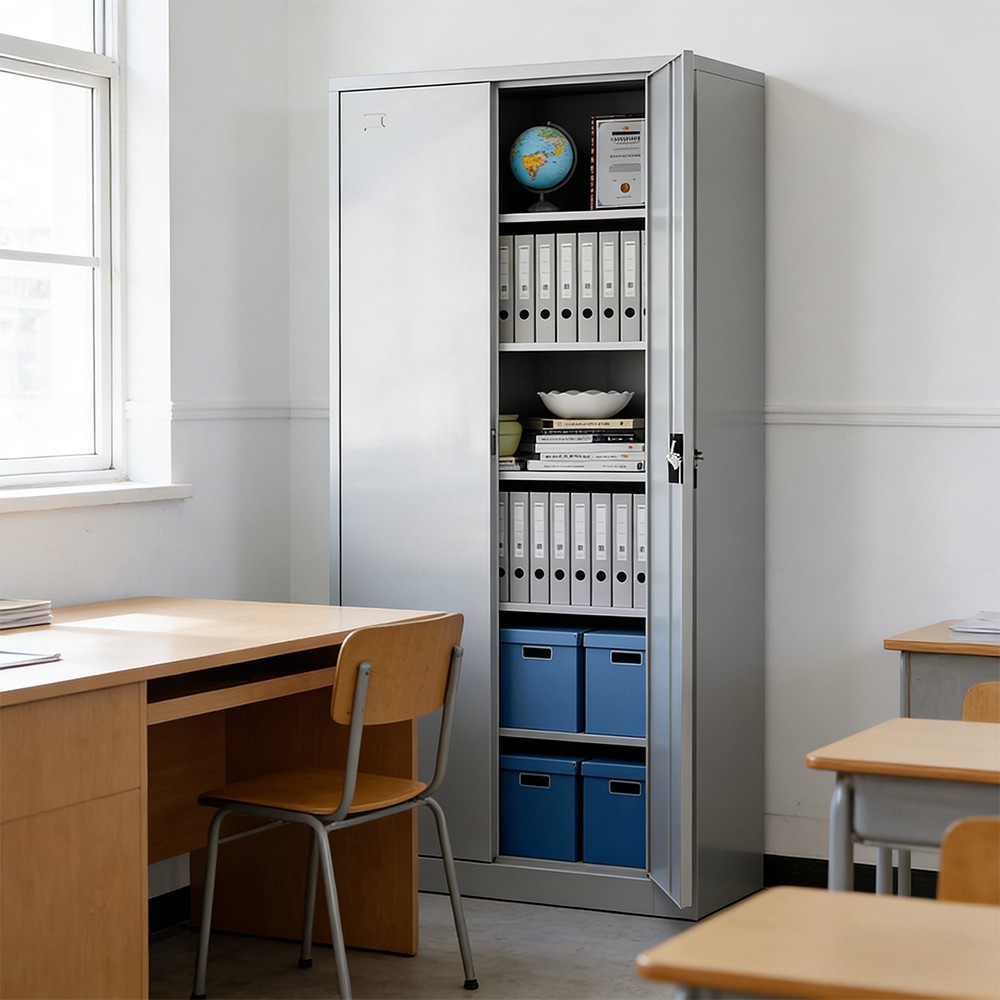 Steel filing cabinet - 2 doors - white