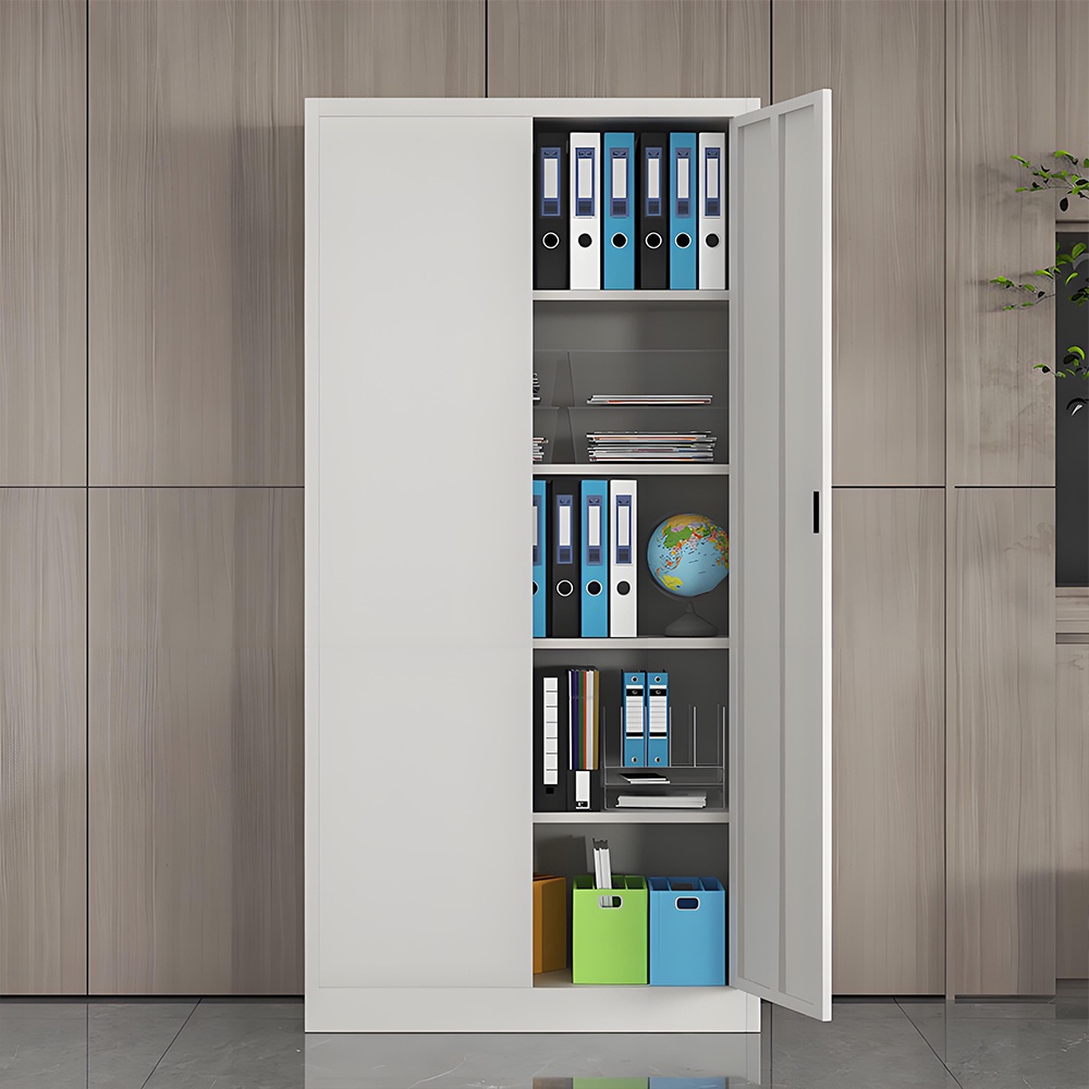 Steel filing cabinet - 2 doors - white