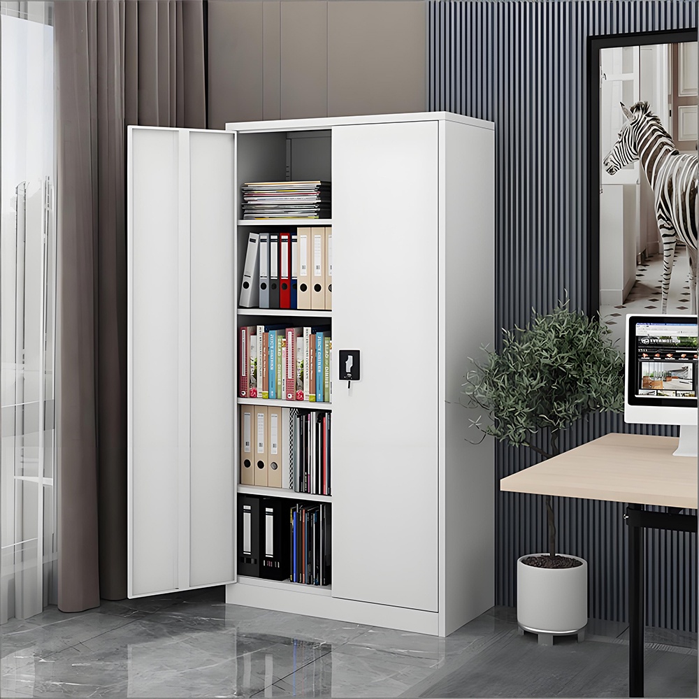 Steel filing cabinet - 2 doors - white
