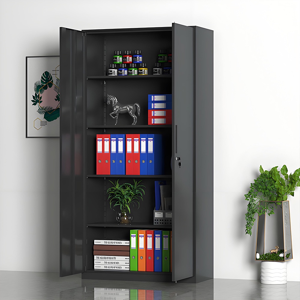 Steel filing cabinet - 2 doors - black