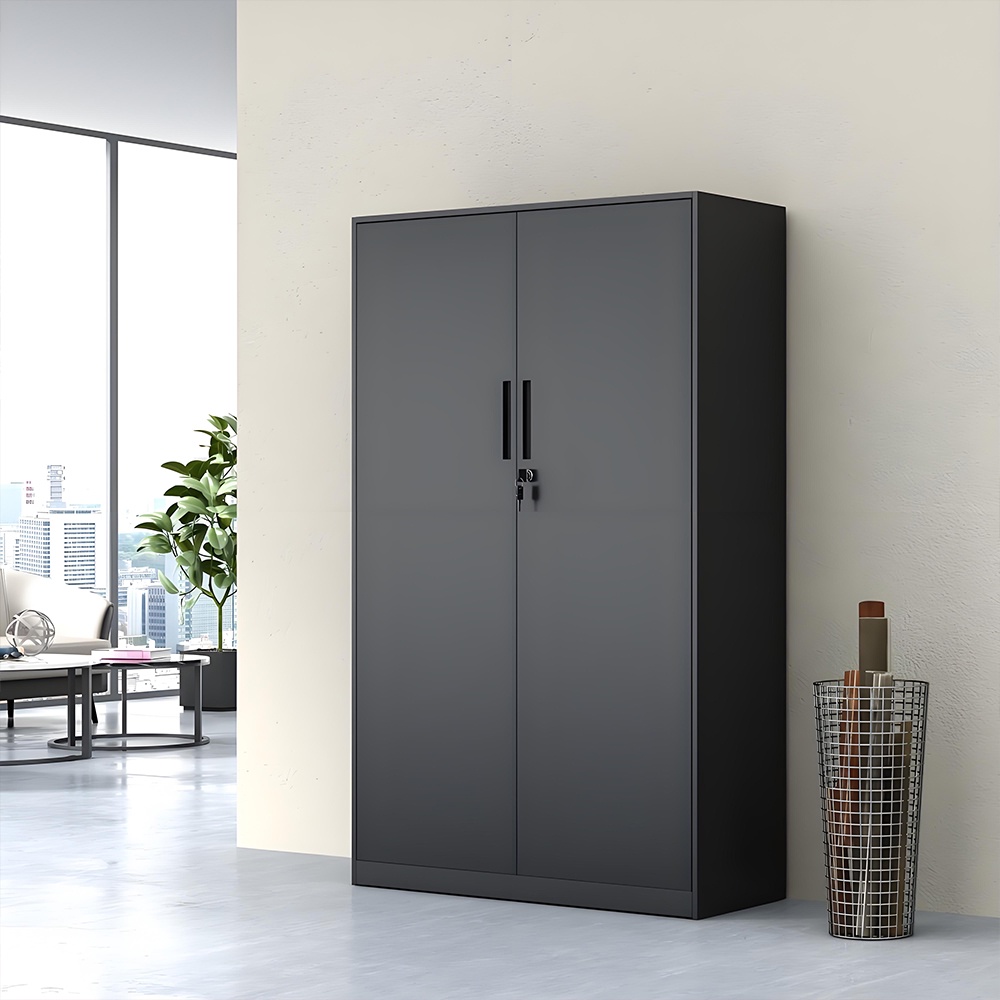 Steel filing cabinet - 2 doors - black
