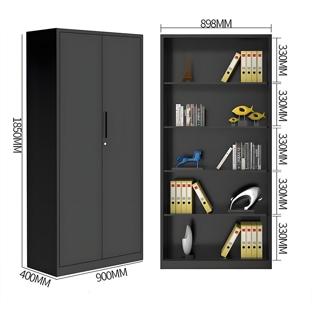Steel filing cabinet - 2 doors - black