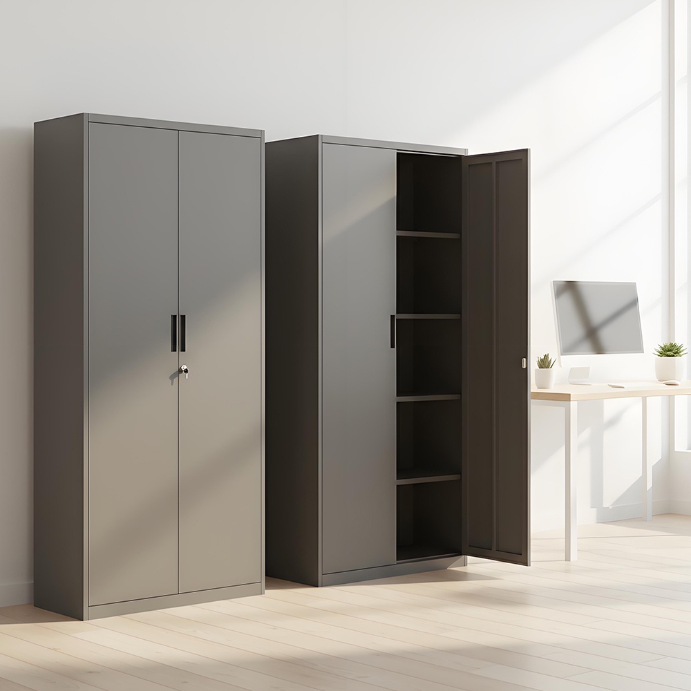 Steel filing cabinet - 2 doors - black