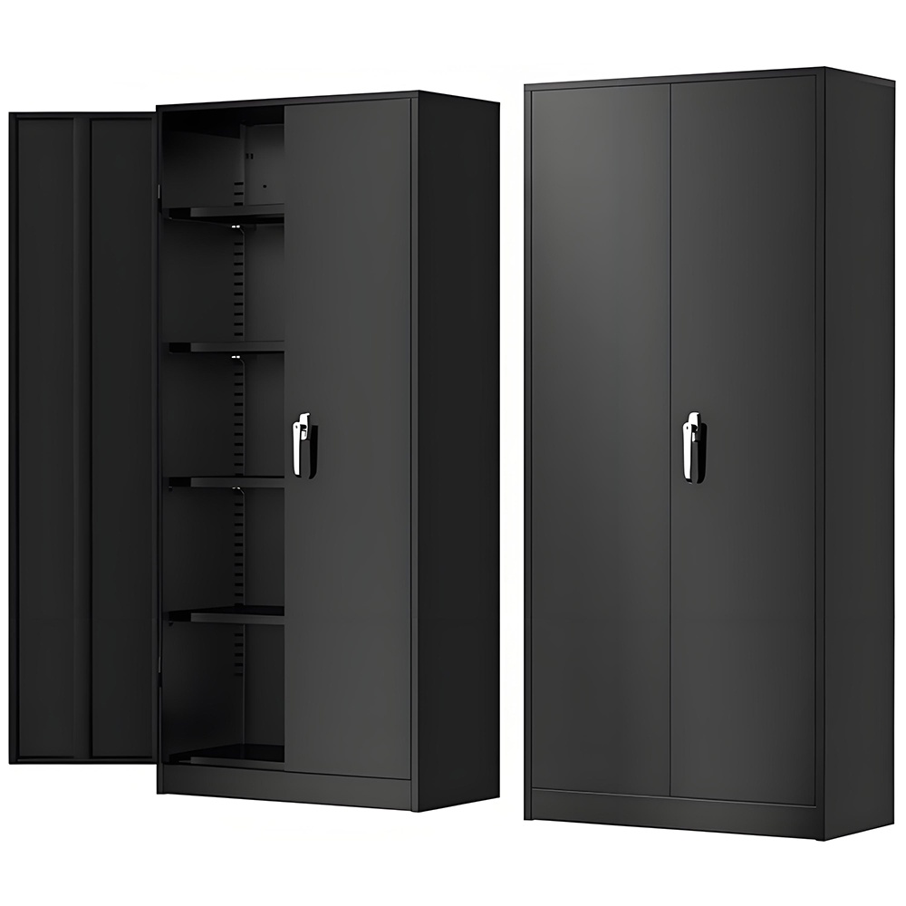 Steel filing cabinet - 2 doors - black