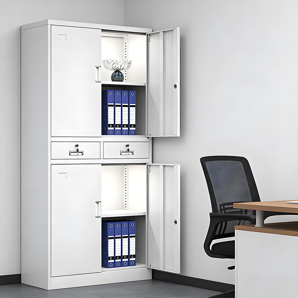 Drawer-type steel filing cabinet - 4 doors - white