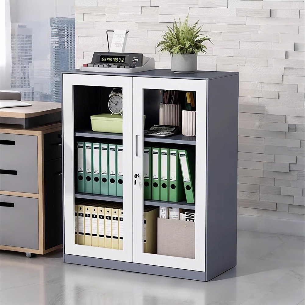 Glass door low cabinet