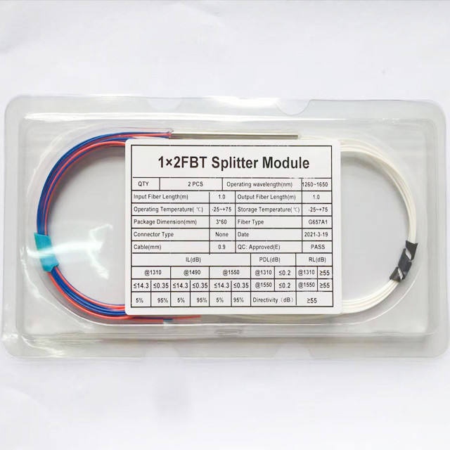 LF022 Custom Split Ratio Non-uniform FBT Fiber Splitter 1310/1550nm Dual Window Low Loss