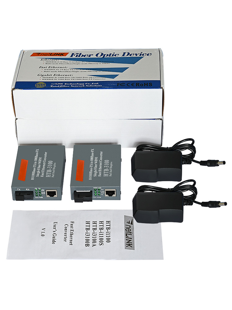 LF-091-HTB-3100A/B 10/100M Single Mode Simplex 20KM SC Fiber Media Converter