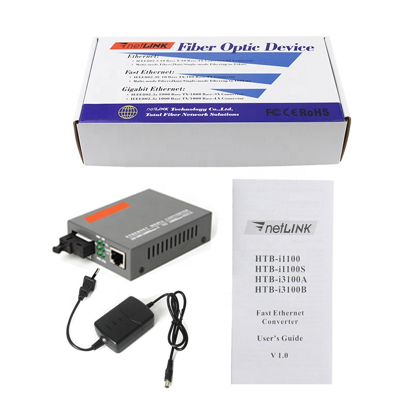 LF-091-HTB-3100A/B 10/100M Single Mode Simplex 20KM SC Fiber Media Converter